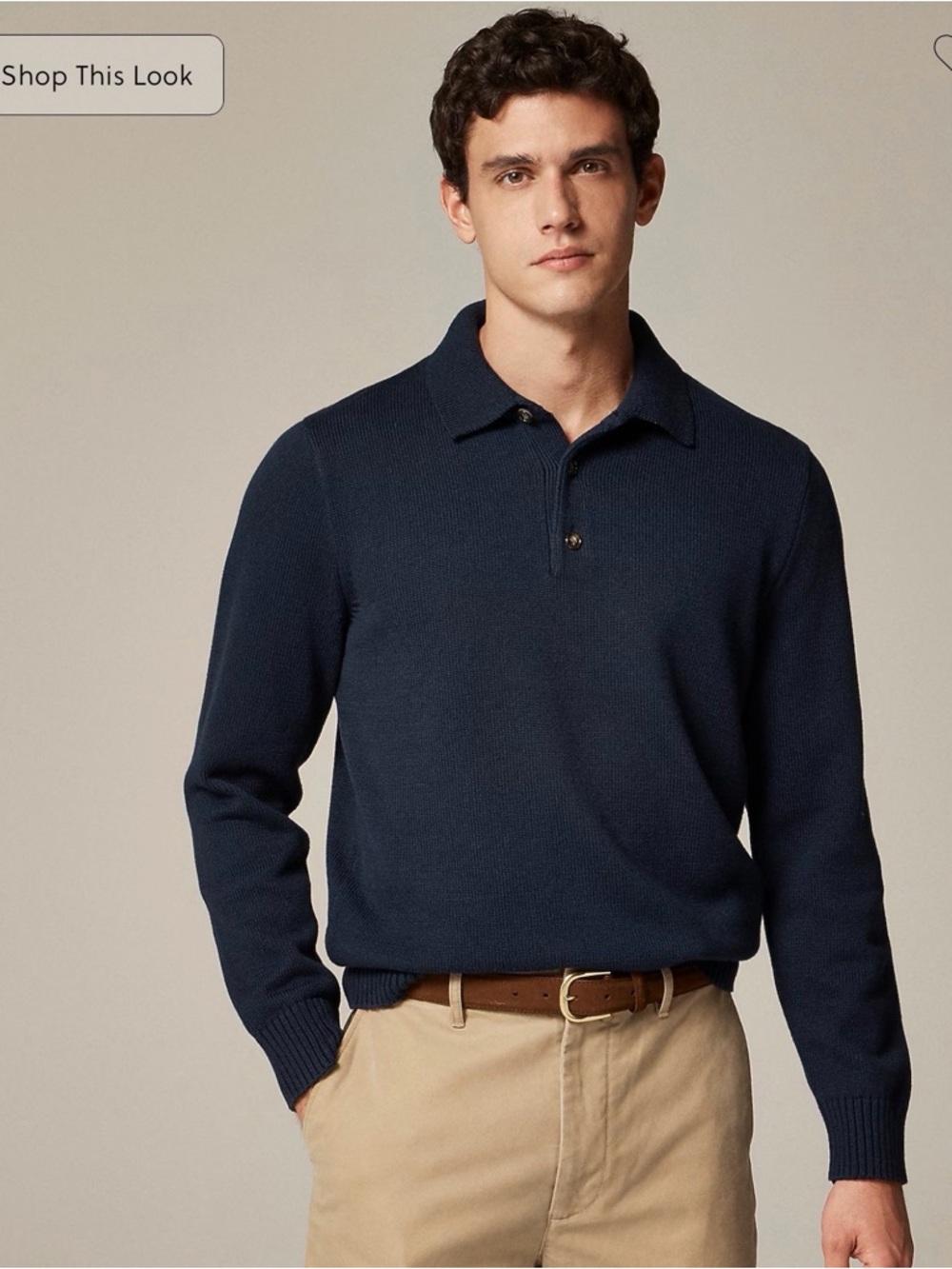 J. Crew Heritage cotton sweater-polo Knit Henley Polo 100% cotton size large new